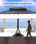 Badass Heavy Duty Clear Vinyl Curtains Featuring Solid Zipper And Steel Grommets For Pergolas And Gazebos Waterproof White Transparent Rain Side Panels Game Changing Tarpaulin 5X7 Feet with a zipper entry design.