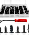 Street Legit 146 Piece Nylon Auto Body Clips For Bumper Shield Retainers Fender Flare Fasteners and Rocker Moldings With Easy Pull Tool displayed in a clear organizer.