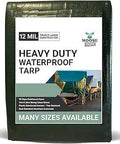 Ultra Beefy Heavy Duty Waterproof Tarp 30x40 Ft For Any Weather, 12 Mil Thick Poly With Heat Sealed Seams And Rope Reinforced Hems