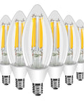 E12 Outdoor Dusk To Dawn Light Bulbs C35 B11 5W 60W Equivalent 500LM 2700K Soft White Photocell Sensor Auto On Off Filament