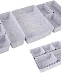 Customizable 8 Pack Felt Drawer Organizer Trays Set For Desk Drawers Shallow Modular Storage Bins For Office Supplies Makeup And Jewelry In Light Gray Mix And Match To Fit Any Drawer Like A Pro