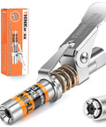 0.53 Inch Grease Gun Coupler With 6 Jaw Locking Mechanism No Fuss Quick Release 12000 PSI, one-hand use, universal 1/8 NPT