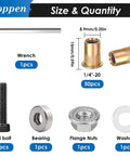 Eoppen size and quantity chart with wrench, rivet nut, bolt, bearing, flange nut, and washer for 50Pcs 1/4-20 Rivet Nuts With Hand Rivet Nut Tool Galvanized Carbon Steel Flat Head Threaded Insert Nut Kit For Furniture Automotive Marine And Decoration Pro Grade Heavy Duty Set