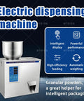Hitch Free Automatic Grain Dispenser With Massive Capacity Hopper And Easy Adjustable Speed For Rice Coffee Beans Glitter And Small Fittings Zero Hassle Auto Fill with digital scale and stainless steel hopper.