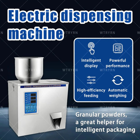 Hitch Free Automatic Grain Dispenser With Massive Capacity Hopper And Easy Adjustable Speed For Rice Coffee Beans Glitter And Small Fittings Zero Hassle Auto Fill with digital scale and stainless steel hopper.
