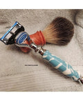 Fusion Chrome Style Razor DIY Project Kit For Lathe Hobbyists with acrylic handle on towel
