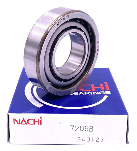 Heavy Duty Angular Contact Ball Bearing 7206B Single Row Rock Solid Precision Steel 30X62X16mm on packaging.