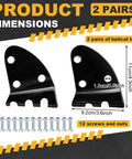 Product dimensions of four piece 9 inch post hole digger blades serrated auger replacement drill bits with screws and nuts.