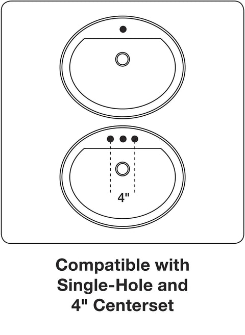 Diagram of Alteo Single Handle Bathroom Sink Faucet for Single Hole or Centerset Install compatibility.