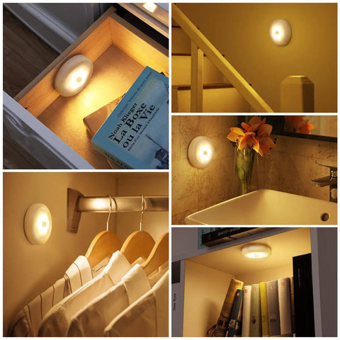 Upgraded 3.15 Inch Wireless Motion Sensor Light Cordless Battery Powered No Wires Needed Stick On LED Night Light For Closet Stair Hallway Under Cabinet And Kitchen Warm White Pack Of 3