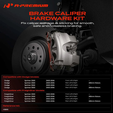 Top Tier Front Or Rear Disc Brake Hardware Kit For Dodge Sprinter 2500 And 3500 Plus Freightliner Models Years 2002 Through 2006 Reliable Upgrade For Smooth Stopping Power And Safety On The Road. front brake caliper with 285mm rotor