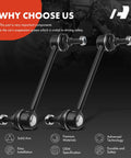 Two Rear Sway Bar Links Stabilizer Kit For Hyundai Sonata Kia Optima Chevrolet Impala Buick LaCrosse Regal Allure Century Intrigue Amanti Magentis Monte Carlo Oldsmobile Models Built Tough Easy Install Improves Handling And Stability displayed on promotional graphic with technical icons.