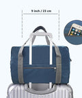 Underseat Carry On Duffle Bag 30L For Airplanes Foldable Travel Tote 18x14x8 Inches Navy Waterproof And Durable With Rugged Zippers