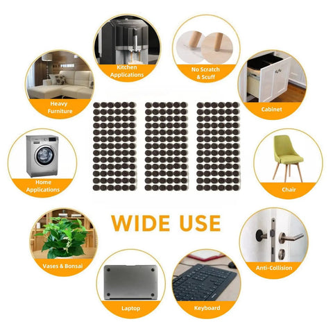 Premium Self Adhesive Felt Pads 3 8 Inch Round Cabinet Door Stoppers And Furniture Bumpers For Hardwood Surfaces displayed in various applications.
