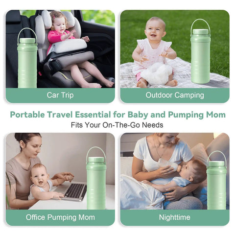 Portable Breast Milk Cooler With 24 Hour 360 Chill Technology 22 Oz No Ice Pack Nursing Bottle for fresh milk during travel.