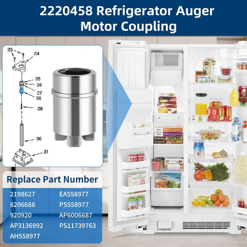 Fridge Ice Maker Coupling Replacement Part For Common Refrigerator Models No Brainer Install Durable Water Line Connector Fits 7GS2SHAXMS00 ED2LHAXMB10 920920 8206688 2198627 AP6006687 PS11739763, silver metal coupling