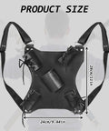 Ninja Sword Back Holster And Back Sheath Dope Adjustable Leather Double Sword Holder size guide with straps exposed, black leather