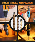 50 Pack Drywall Router Bits 5 32 Inch HSS Pilot Drill Bits shown in use with various power tools for cutting drywall.