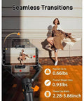 Woman captured mid-motion using ISteady V3 3 Axis Smartphone Gimbal With Magnetic AI Tracking Removable Remote