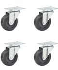 ShopCraft high-temp bakery oven caster wheel, 4 in x 1-3/8 in, heavy-duty, set of 4 with mounting plate