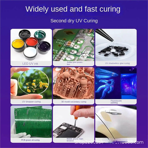 Badass 720W Uv Led Curing Light 365Nm 395Nm 405Nm For Pcb Boards Resin Glue And Ink Straight Up Quick Drying With Us Plug Smooth Aluminum Base No Fuss Setup Killer For Diy And Pro Repairs used for various UV curing applications like solder joints and 3D models.