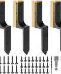 Heavy Duty Fence Post Anchor Kit For Wooden Fences 4x4 Posts Actual 3.5x3.5 Ground Spike Steel Repair And Base Construction 4 Pack Black Durable