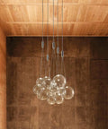Lit Modern LED Glass Ball Pendant Light Fixture, 3 Light Cluster For Kitchen Island And Dining Room, Chrome Finish displayed