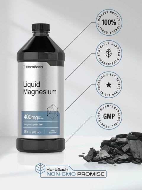 Liquid Magnesium Supplement With 400 Mg Per Serving, Trace Mineral Complex Including Sulfate, Lithium, And Boron bottle