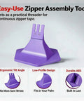 Smooth Operator Three Prong Zipper Jig Sewing Tool For Size 3 And 5 Fasteners, purple ergonomic design for easy zipper installation.