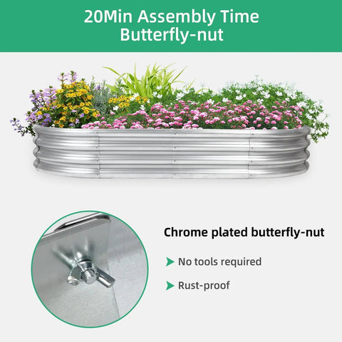 Two Pack Raised Garden Bed For Outdoor Use Made From Galvanized Steel, Easy Tool Free Assembly, Planter Box For Veggies, Flowers And Herbs, Sturdy Rust Resistant Garden Bed 4 By 2 By 1 Feet