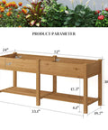 Diagram of Wooden Raised Garden Bed With Legs And Two Tiers, Heavy Duty Planter Box For Backyard Patio Balcony, dimensions shown.