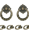 Six Piece Bronze Flower Drop Ring Drawer Pulls Set For Cabinets Dressers And Cupboards With Included Mounting Screws