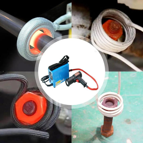 Heavy Duty Induction Bolt Heater Tool With 1500W Flameless Power and Four Precision Coils in action on stubborn bolts.