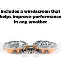 Genesis Basecamp Camping And Overlanding Stove Cooking System with Included Cookware, orange stove with windscreen