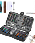 115-In-1 Magnetic Screwdriver Set With Ratchet, S2 Steel Drill Bits, open case with bits and tools, ideal for repairs.