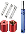 Must Have All In One Universal Locking Cap Tool Kit For HVAC Systems with pink brass 1/4 inch locking caps and service wrench