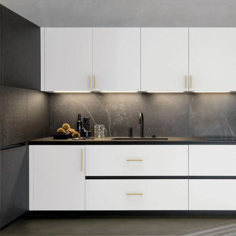 Upgrade Your Kitchen Setup With These Slick 10 Pack 7 Inch Knurled Gold Cabinet Pulls Featuring Hella Sturdy Matte Finish Heavy Duty Drawer Handles And Cupboard Hardware For Home Renovations in modern kitchen.