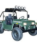 200CC Off Road Go Kart For Adults With Fully Automatic CVT LED Top Lights 10 Inch All Terrain Tires 94 Inch Long Dual Seat Utility Trail Rider Built Tough Army Green Finish