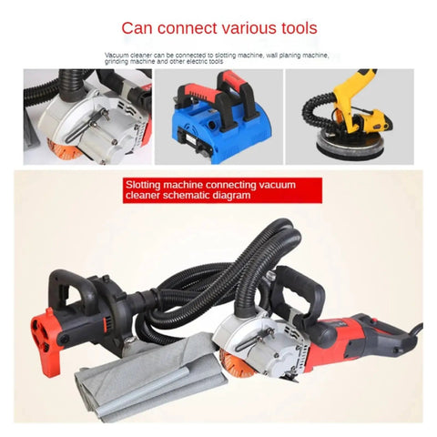 Badass Professional Grade Industrial Dust Collector Blower 1200W shown connecting to various power tools for effective cleanup.