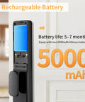 Hella Easy Keyless Entry Setup Featuring Video Doorbell Camera Smart Deadbolt with blue LED indicator and rechargeable batteries.