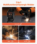 3 In 1 MIG Welder 130 Amp Flux Core MIG Lift TIG MMA Welding Machine Portable 110V inverter in action with digital display