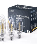 LED Filament Chandelier Bulbs Dimmable 5.5W 60W Equivalent Daylight White 5000K 550 Lumens B11 E12 Candelabra Clear Glass Candle Bulbs 6 Pack UL Listed