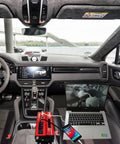 500W Continuous Power Inverter For Vehicles From 12V To 110V AC With 3 AC Outlets And 4 USB Ports in car with laptop