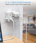 Heavy Duty 8 Outlet Surge Protector Power Strip With Hella Reliable Build And Fast Charge Usb C, 11 in 1 wall outlet extender.
