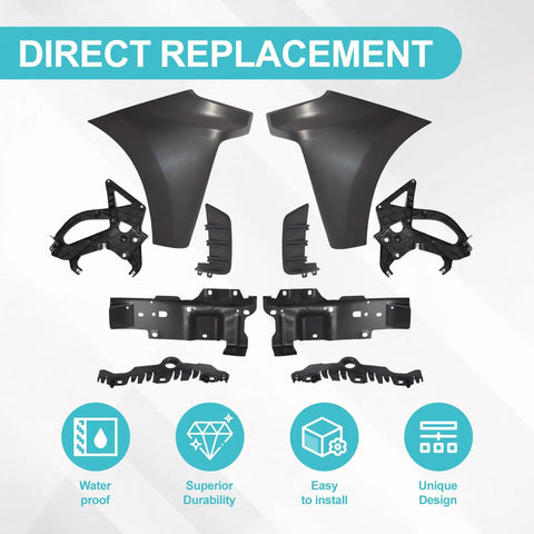 Heavy Duty Black Plastic Front Bumper End Cap Kit With Brackets For 2019 2020 2021 Chevy Silverado 1500 Perfect Up Your Ride Today, direct replacement parts