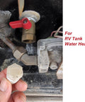 Premium Brass Water Heater Replacement Fitting Half Inch Bsp Direct Swap Thread Built Tough For No Sweat Install And Knockout Durability On Every Home Hot Water Setup, showing RV tank valve and connector.