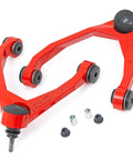 Forged Upper Control Arms For 2007-2018 Chevy GMC 1500 Trucks Solid Aluminum Construction, POM Ball Joints, shown disassembled