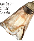 Close-up of handmade amber glass shade for Vintage Vanity Light Fixture Rustic Bathroom Wall Sconce Three Light.