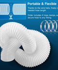 2.5 Inch Clear PVC Dust Collection Hose 20 Foot Long Flexible Tube With Carbon Steel Wire Reinforcement displayed with hose clamps