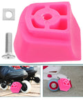 Universal Skate Brake Block for Roller Skates and Inline Pads, pink toe stopper with installation screw shown with skates
